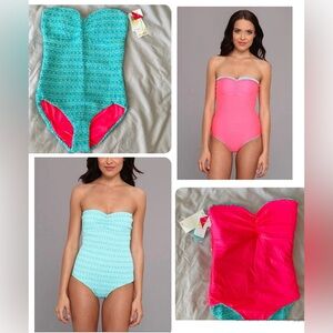 NEW ELLA MOSS SUN STREAM REVERSIBLE ONE PIECE SWIMSUIT Blue Pink size M